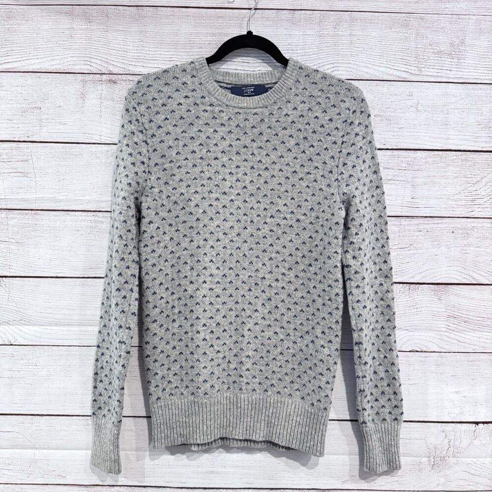 J.crew Lambwool Crewneck Pull On Classic Fit Long Sleeve Sweater Men's Gray XS